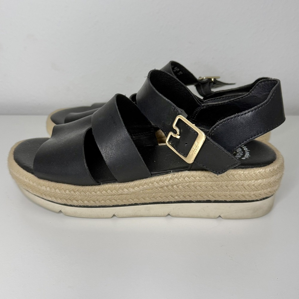 Dr. Scholls Womens Sz 8.5 Once Twice Espadrille Platform Wedge Sandal Black